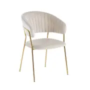 Krzesło na złotych nogach tapicerowane beżowy nogi złoty K4-FX